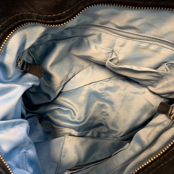 Coach Handbag in Black with Leather Trim and Light Blue Lining - Picture 7 of 15